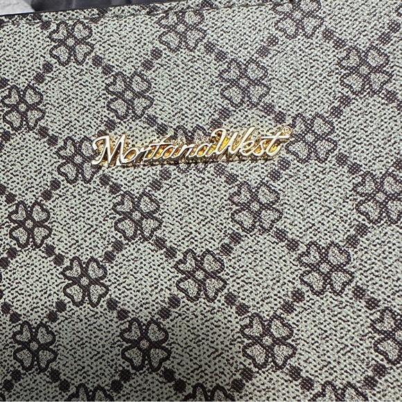 Montana West Monogram Tote Bag | Brown & Cream | Gold Chain Strap - Picture 3 of 6